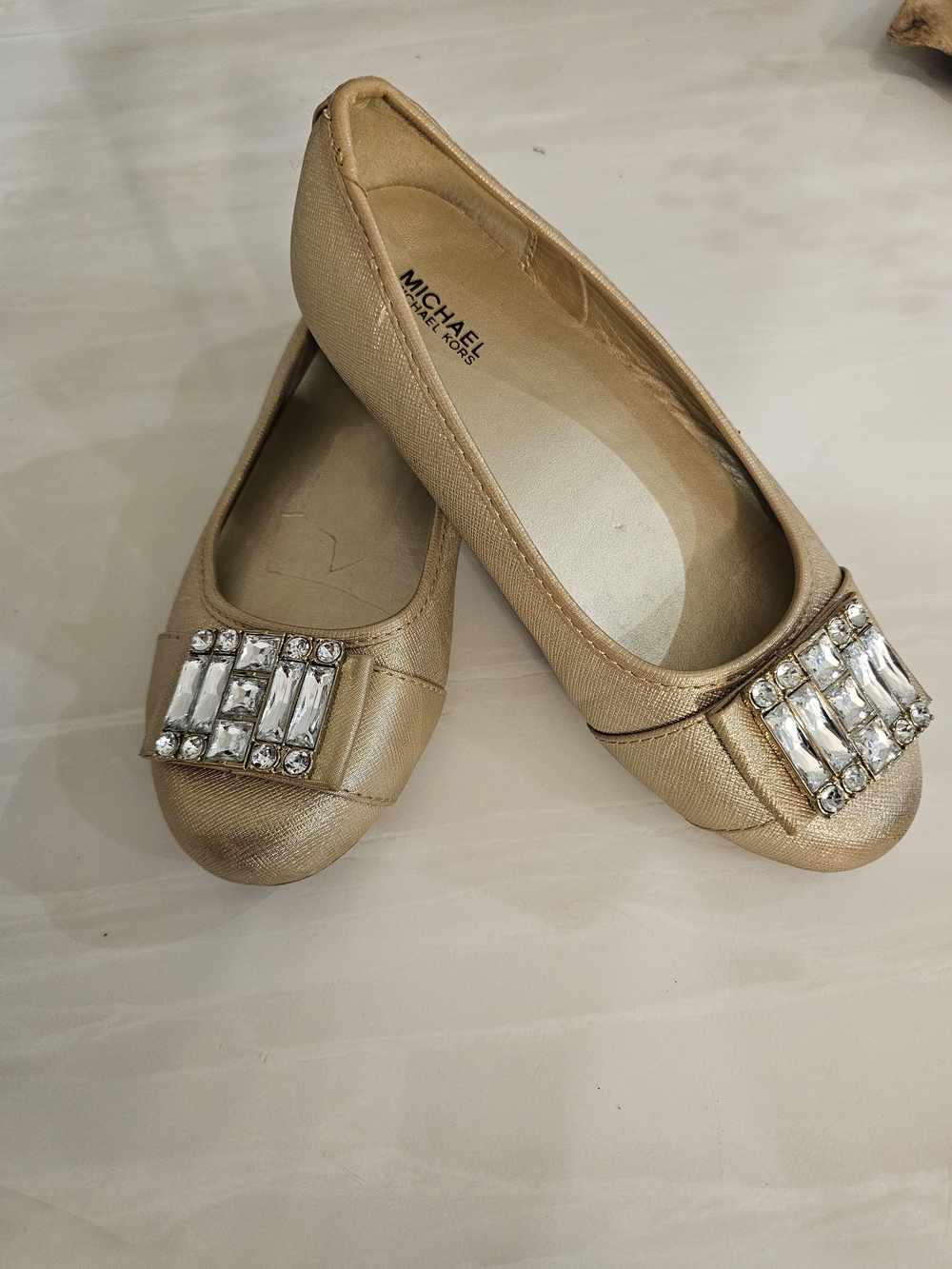 Michael Kors Gold Embellished Ballet Flats